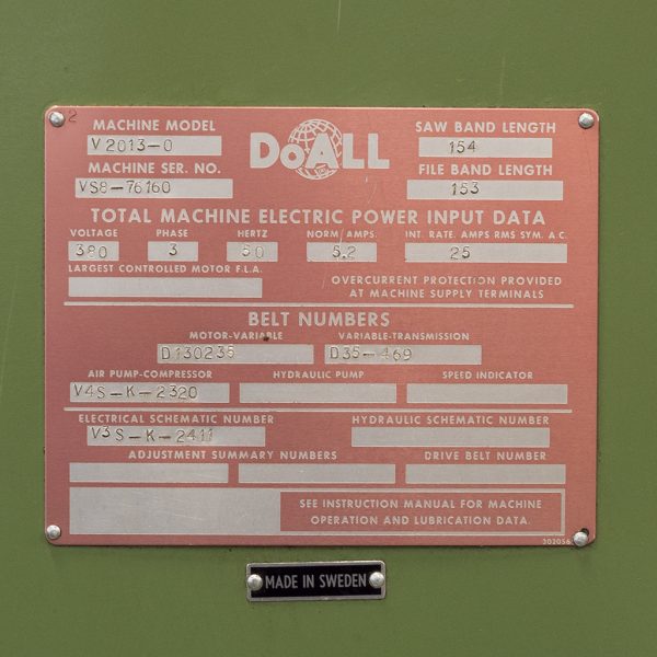 DOALL VERTIKALBANDSÅG V-2013-0 - Bild 7