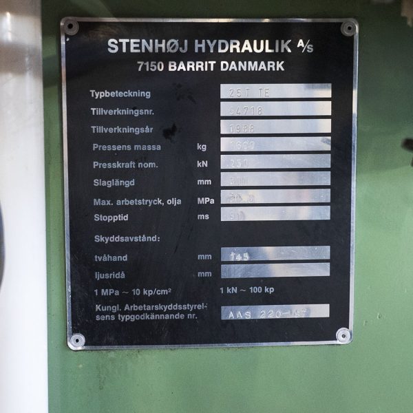 STENHÖJ HYDRAULIC PRESS 25T TE - Image 3