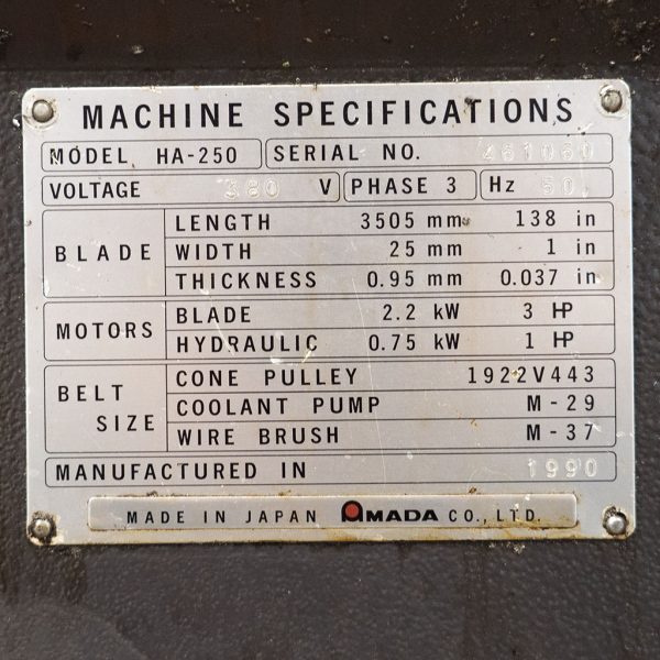 Amada Bandsåg HA-250 - Bild 8